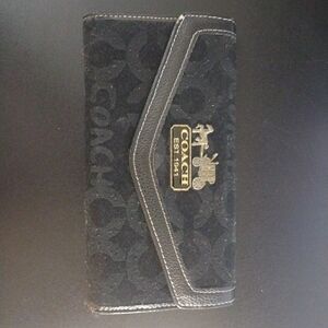 Coach Black Wallet with Gold Accents